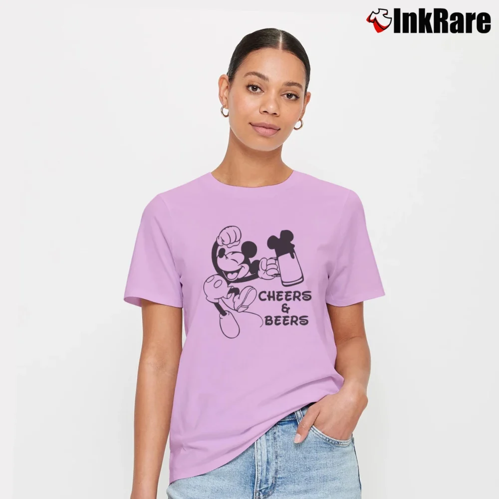 Women’s Mickey Cheers And Beers Epcot Food Festival Disney Signature T-Shirt in light pink | Soft, Flattering Fit