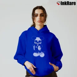 Women’s Mickey Dead Mouse Skull Tattoo Art Cozy Hoodie in royal blue | Warm, Structured, Stylish