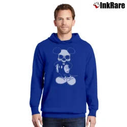 Men’s Mickey Dead Mouse Skull Tattoo Art Pullover Hoodie in royal blue | Cozy, Durable, Modern Fit