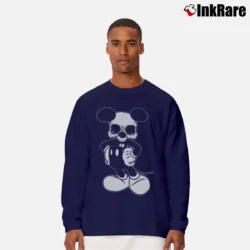 Men’s Mickey Dead Mouse Skull Tattoo Art Long-Sleeve Shirt in navy | Sleek, Lightweight, Year-Round Wear