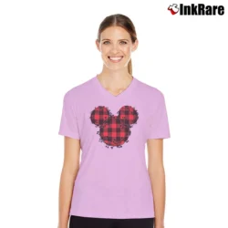 Women’s Mickey Disney Trendy Vacation V-Neck Tee in light pink | Chic Neckline, Soft Texture