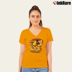 Women’s Mickey Donald Unlimited Track And Field V-Neck Tee in orange | Chic Neckline, Soft Texture