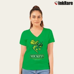 Women’s Mickey Fine Malt Liquor Vintage V-Neck Tee in irish green | Chic Neckline, Soft Texture