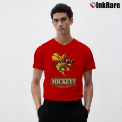 Men’s Mickey Fine Malt Liquor Vintage V-Neck Tee in red | Sharp, Breathable, Everyday Staple