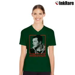 Women’s Mickey Milkovich Graphic V-Neck Tee in forest green | Chic Neckline, Soft Texture