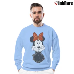 Men’s Mickey Minnie Retro Cartoon Crewneck Sweatshirt in light blue | Cozy Fabric, Clean Style