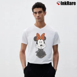 Men’s Mickey Minnie Retro Cartoon V-Neck Tee in white | Sharp, Breathable, Everyday Staple