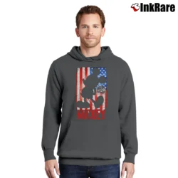 Men’s Mickey Mouse American Flag 1928 Graphic Pullover Hoodie in charcoal | Cozy, Durable, Modern Fit