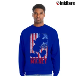 Men’s Mickey Mouse American Flag 1928 Graphic Crewneck Sweatshirt in royal blue | Cozy Fabric, Clean Style