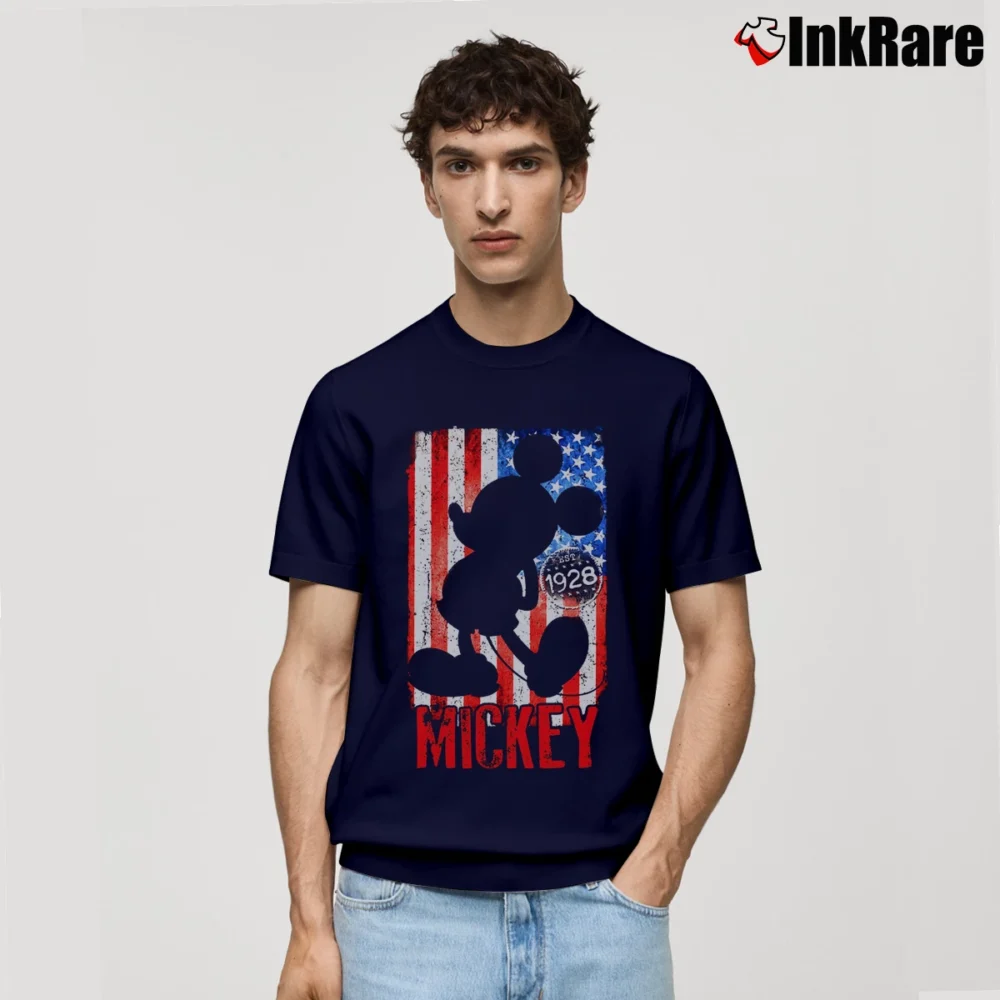 Men’s Mickey Mouse American Flag 1928 Graphic Classic T-Shirt in navy | Soft, Breathable Everyday Wear