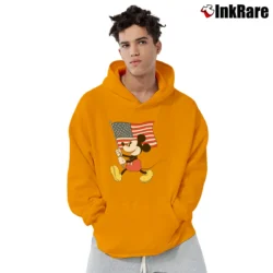 Men’s Mickey Mouse American Flag Disney Gift Pullover Hoodie in orange | Cozy, Durable, Modern Fit