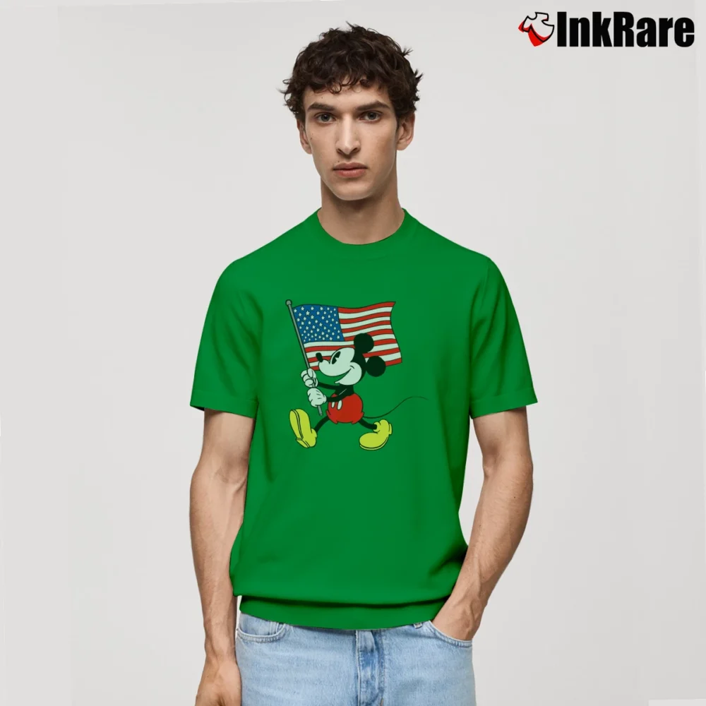 Men’s Mickey Mouse Americana Flag Tank Classic T-Shirt in irish green | Soft, Breathable Everyday Wear