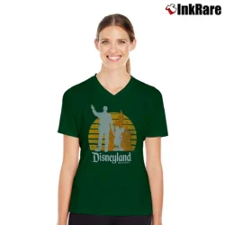 Women’s Mickey Mouse And Walt Disney Partners Statue V-Neck Tee in forest green | Chic Neckline, Soft Texture