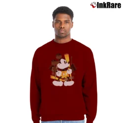 Men’s Mickey Mouse Artist Series Disney Parks Crewneck Sweatshirt in maroon | Cozy Fabric, Clean Style