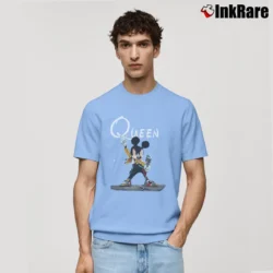 Men’s Mickey Mouse As Freddie Mercury Funny Queen Classic T-Shirt in light blue | Soft, Breathable Everyday Wear