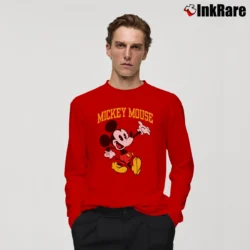 Men’s Mickey Mouse Big Logo Cartoon Funny Long-Sleeve Shirt in red | Sleek, Lightweight, Year-Round Wear