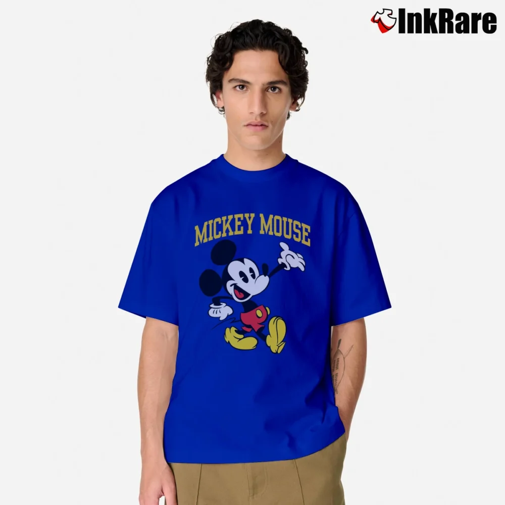Men’s Mickey Mouse Big Logo Cartoon Funny Classic T-Shirt in royal blue | Soft, Breathable Everyday Wear