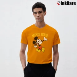 Men’s Mickey Mouse Big Logo Cartoon Funny V-Neck Tee in orange | Sharp, Breathable, Everyday Staple