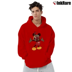 Men’s Mickey Mouse Boba Fett Funny Star Wars Pullover Hoodie in red | Cozy, Durable, Modern Fit