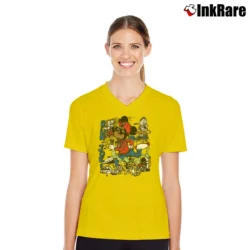 Women’s Mickey Mouse Bootleg Run Joe Graphic V-Neck Tee in yellow | Chic Neckline, Soft Texture
