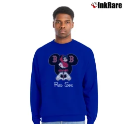 Men’s Mickey Mouse Boston Red Sox Baseball Crewneck Sweatshirt in royal blue | Cozy Fabric, Clean Style