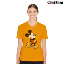 Women’s Mickey Mouse Classic Disney World V-Neck Tee in orange | Chic Neckline, Soft Texture
