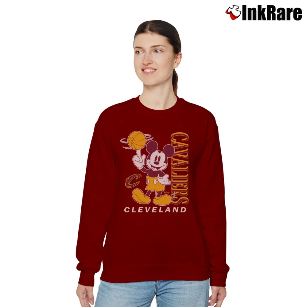 Women’s Mickey Mouse Cleveland Cavaliers Basketball Fan Relaxed Sweatshirt in maroon | Soft, Laid-Back Vibe