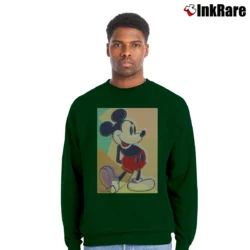 Men’s Mickey Mouse Color Graphic Crewneck Sweatshirt in forest green | Cozy Fabric, Clean Style