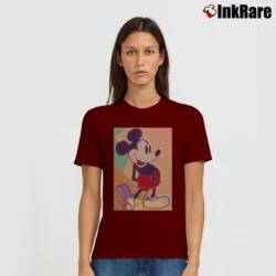 Women’s Mickey Mouse Color Graphic Signature T-Shirt in maroon | Soft, Flattering Fit
