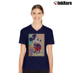 Women’s Mickey Mouse Color Graphic V-Neck Tee in navy | Chic Neckline, Soft Texture