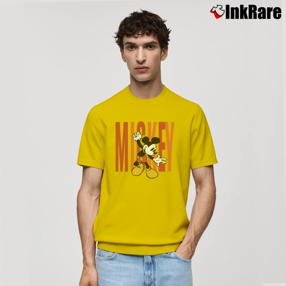 Men’s Mickey Mouse Concert Hippy Disney Classic T-Shirt in yellow | Soft, Breathable Everyday Wear
