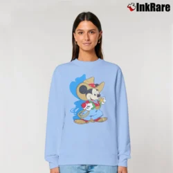 Women’s Mickey Mouse Cowboy Western Graphic Relaxed Sweatshirt in light blue | Soft, Laid-Back Vibe