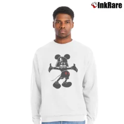 Men’s Mickey Mouse Darth Vader Crewneck Sweatshirt in white | Cozy Fabric, Clean Style
