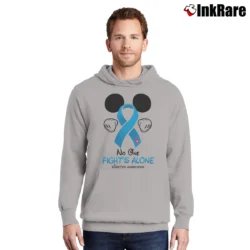 Men’s Mickey Mouse Diabetes Awareness No One Fights Alone Pullover Hoodie in sport grey | Cozy, Durable, Modern Fit