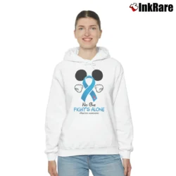 Women’s Mickey Mouse Diabetes Awareness No One Fights Alone Cozy Hoodie in white | Warm, Structured, Stylish