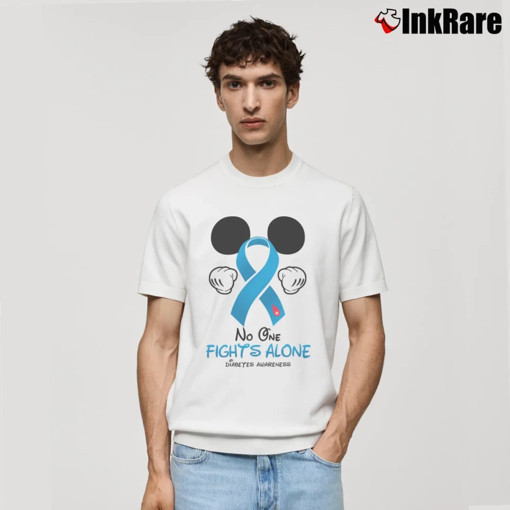 Men’s Mickey Mouse Diabetes Awareness No One Fights Alone Classic T-Shirt in white | Soft, Breathable Everyday Wear