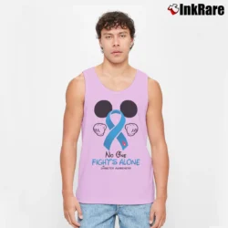 Men’s Mickey Mouse Diabetes Awareness No One Fights Alone Tank Top in light pink | Breathable, Active-Friendly Design