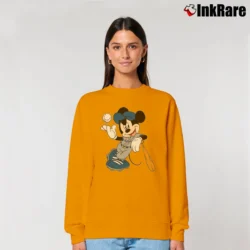 Women’s Mickey Mouse Dodgers Baseball Relaxed Sweatshirt in orange | Soft, Laid-Back Vibe