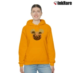 Women’s Mickey Mouse Donald Goofy Sunset Disneyland Cozy Hoodie in orange | Warm, Structured, Stylish