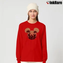 Women’s Mickey Mouse Donald Goofy Sunset Disneyland Long-Sleeve Top in red | Sleek, Versatile, All-Season