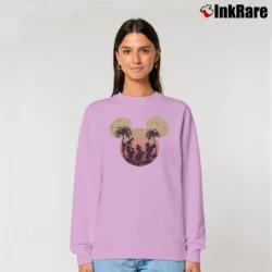 Women’s Mickey Mouse Donald Goofy Sunset Disneyland Relaxed Sweatshirt in light pink | Soft, Laid-Back Vibe