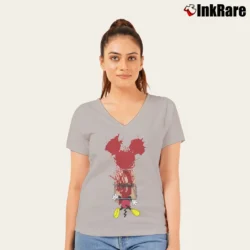 Women’s Mickey Mouse End Comic Mouse Trap V-Neck Tee in sport grey | Chic Neckline, Soft Texture