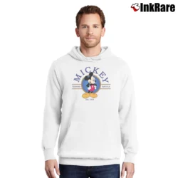 Men’s Mickey Mouse EST 1928 Vintage Pullover Hoodie in white | Cozy, Durable, Modern Fit