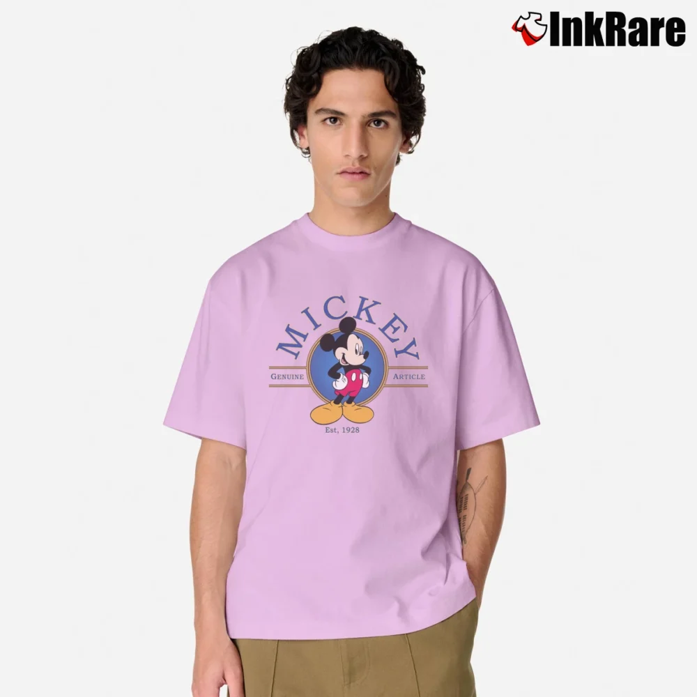 Men’s Mickey Mouse EST 1928 Vintage Classic T-Shirt in light pink | Soft, Breathable Everyday Wear