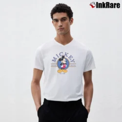 Men’s Mickey Mouse EST 1928 Vintage V-Neck Tee in white | Sharp, Breathable, Everyday Staple