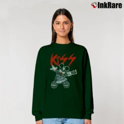 Women’s Mickey Mouse Gene Simmons Kiss Mashup Relaxed Sweatshirt in forest green | Soft, Laid-Back Vibe