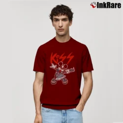 Men’s Mickey Mouse Gene Simmons Kiss Mashup Classic T-Shirt in maroon | Soft, Breathable Everyday Wear