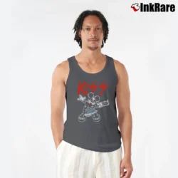 Men’s Mickey Mouse Gene Simmons Kiss Mashup Tank Top in charcoal | Breathable, Active-Friendly Design