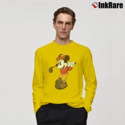 Men’s Mickey Mouse Golfing Cartoon Walt Disney Long-Sleeve Shirt in yellow | Sleek, Lightweight, Year-Round Wear