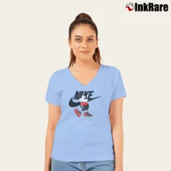 Women’s Mickey Mouse Graphic V-Neck Tee in light blue | Chic Neckline, Soft Texture